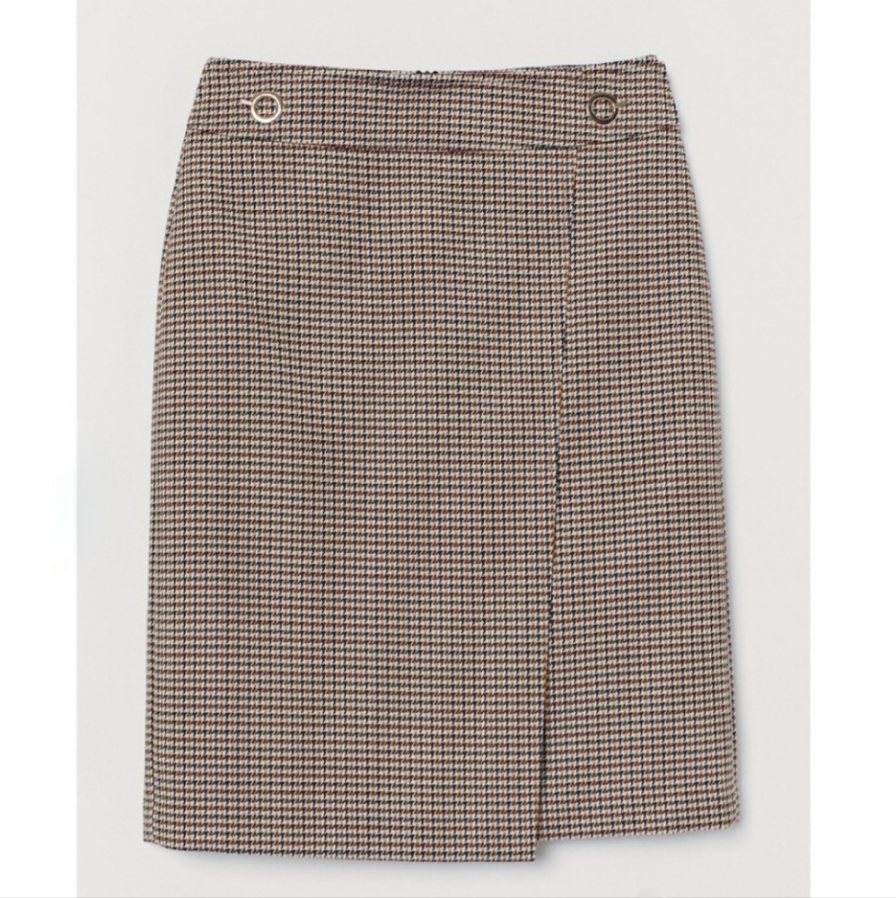 NWT H&M Houndstooth Print Multi-Colored Knee Length Pencil Skirt